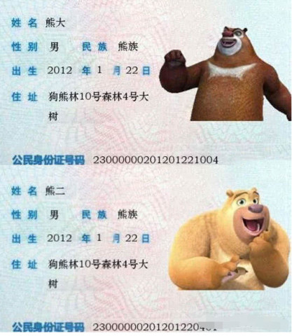 熊出没全员"身份证"曝光,当看到他时,网友:就知道不是好人!