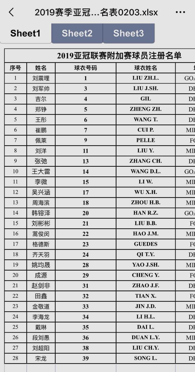 鲁能亚冠初始名单曝光:费莱尼未报名 佩莱换成