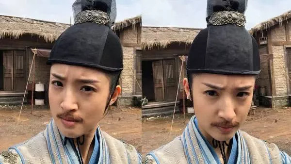 林依晨也在微博上分享有胡子的模样,夫妻两人是同一个套路