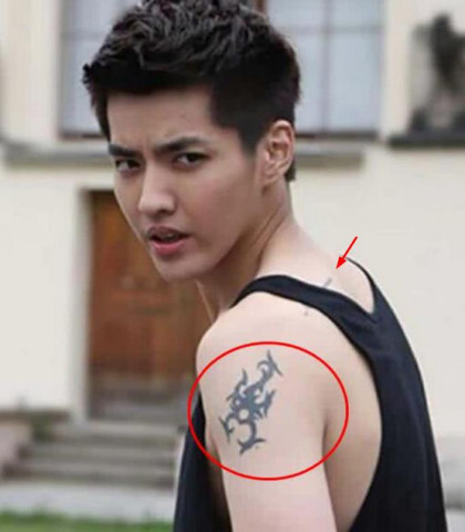 吴亦凡的纹身在这里,邓超的纹身在这里,只有白百何的纹身好特别