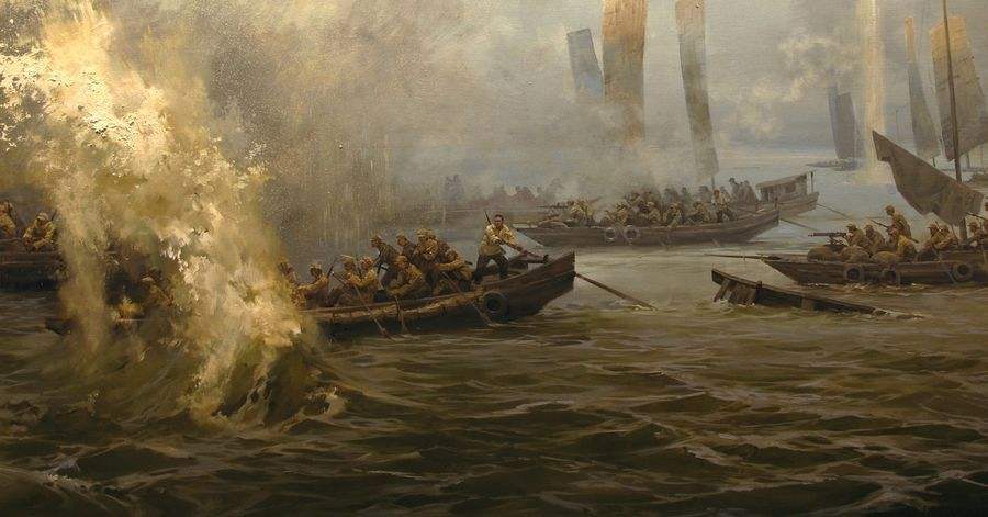 伟大的历史创举,解放军某师靠150多只木船是横渡天险,步步惊心