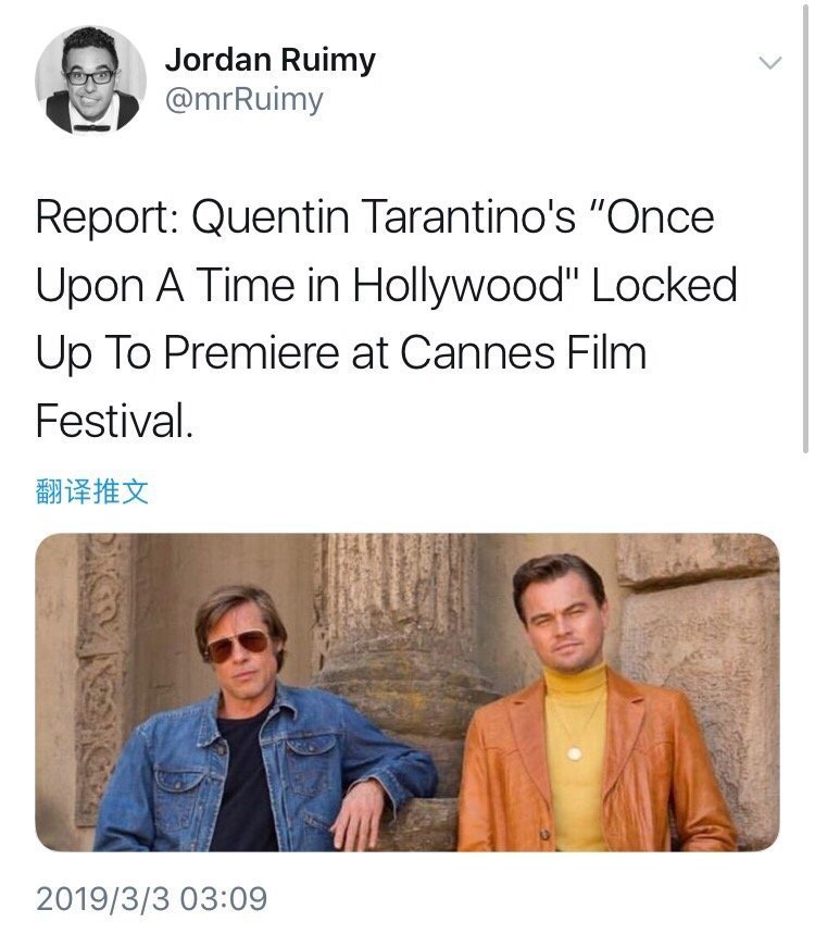 昆汀新片将亮相戛纳电影节,小李子皮特领衔超