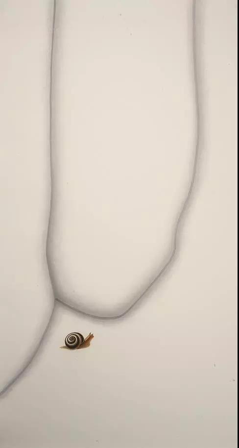 张卫《肉身·蜗牛》纸本水墨 180×96cm  2017年
