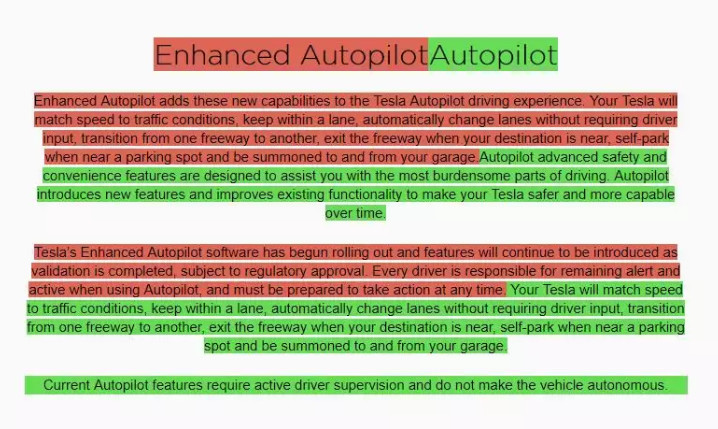 特斯拉突然大幅更改Autopilot介绍内容