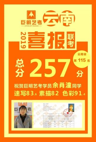 恭喜黄姝烨同学斩获云南联考第一名277分 恭喜徐珑洋同学斩获云南