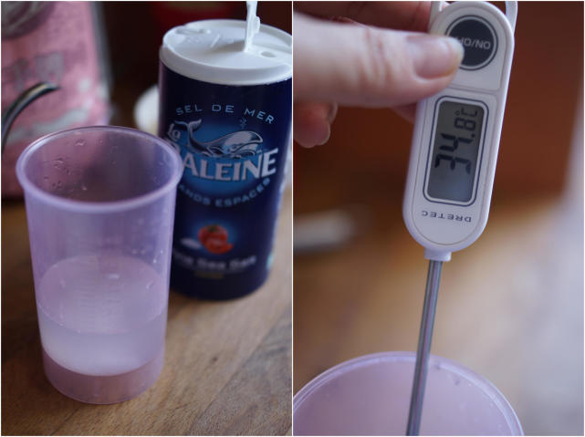 温水,抹烤箱的油脂 加入事先用温水溶解的酵母,再缓缓将温盐水倒入