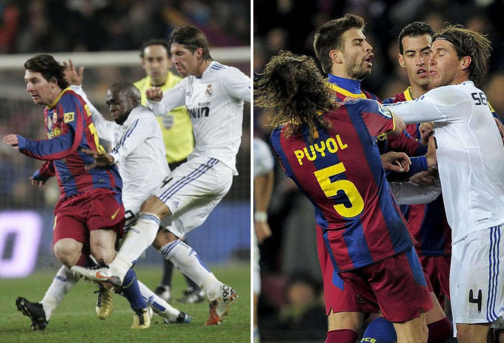 拉莫斯踹梅西的那一刻,表情很到位