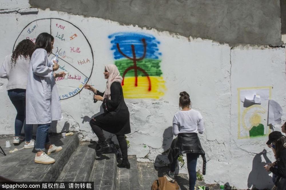 这堵墙不一般!阿尔及利亚街头艺术家diy意见墙