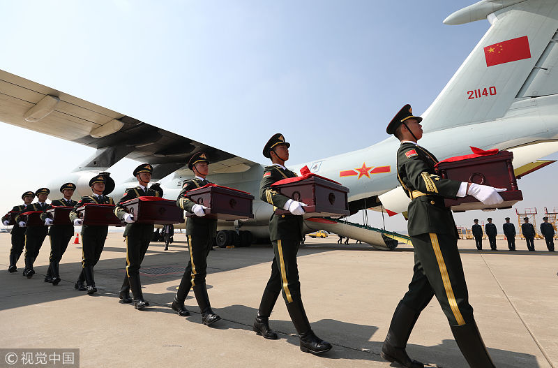 10名在韩中国人民志愿军烈士遗骸回国,两架战机护航,致敬英雄