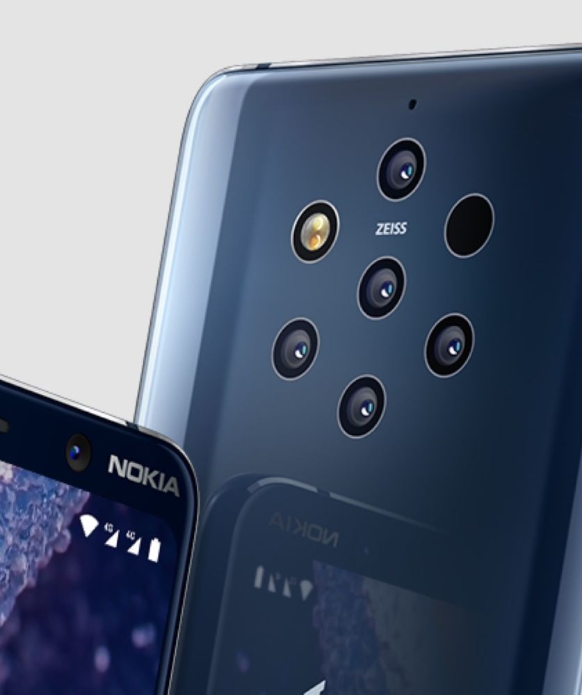 nokia 9 pureview:蔡司五镜头拍照手机!