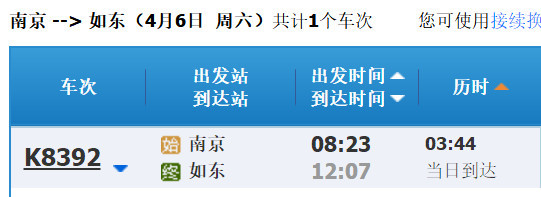 4月10日起,南京至如东的列车到达时间有变化!