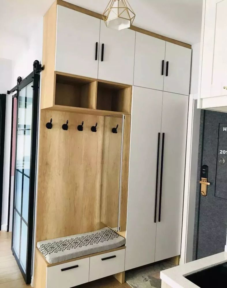 华耐微课堂 |定制鞋柜,白色 木色搭配,有层次的美