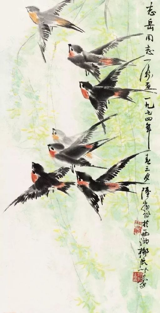 春燕回巢,国画里的春燕真美!