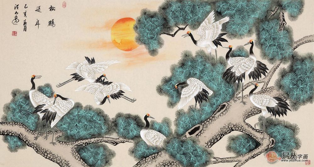 张洪山国画松鹤图《松鹤延年》作品来源:易从网自古至今,人们对长寿