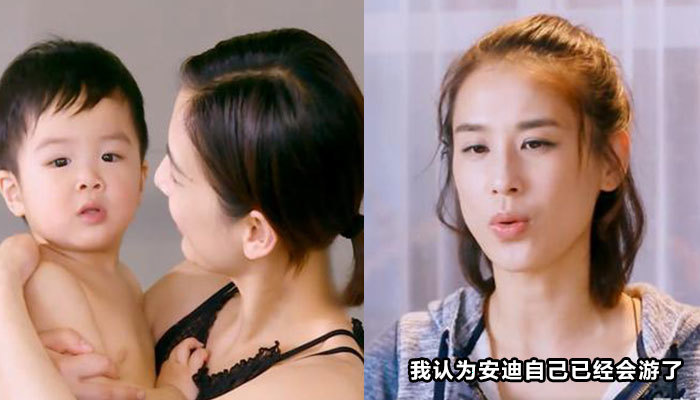 黄圣依素颜带小儿子学游泳,哥哥吃醋委屈到哭,二胎妈妈不好当
