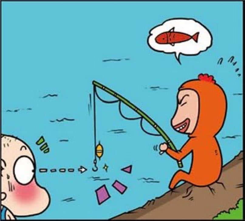 爆笑:呆头与人比赛钓大鱼,为了赢他也是拼了