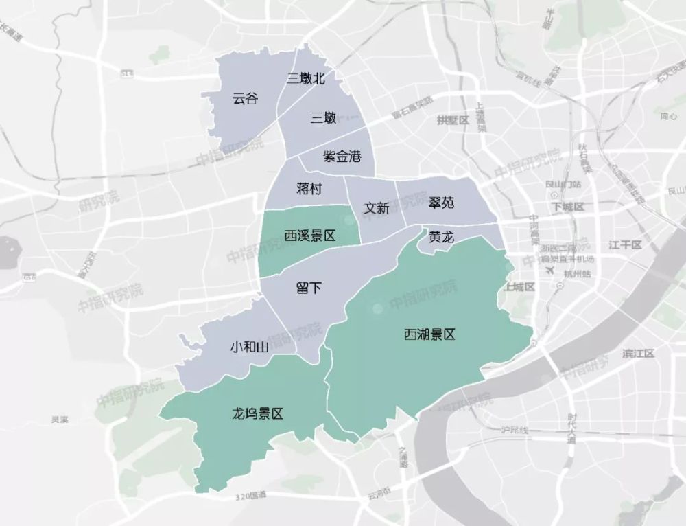 之江(3个)滨江区(7个)钱塘新区(8个)余杭区(20个)萧山区(29个)临安区