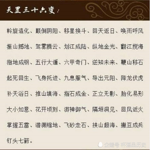 古有天罡三十六法 地煞七十二术 如今 科技让他们成真