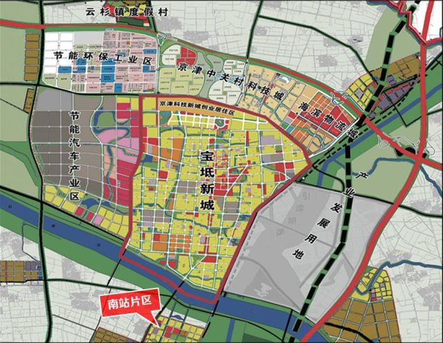 寶坻南站片區定位為寶坻的新門戶,交通樞紐,綠色生態創新型中央活力區