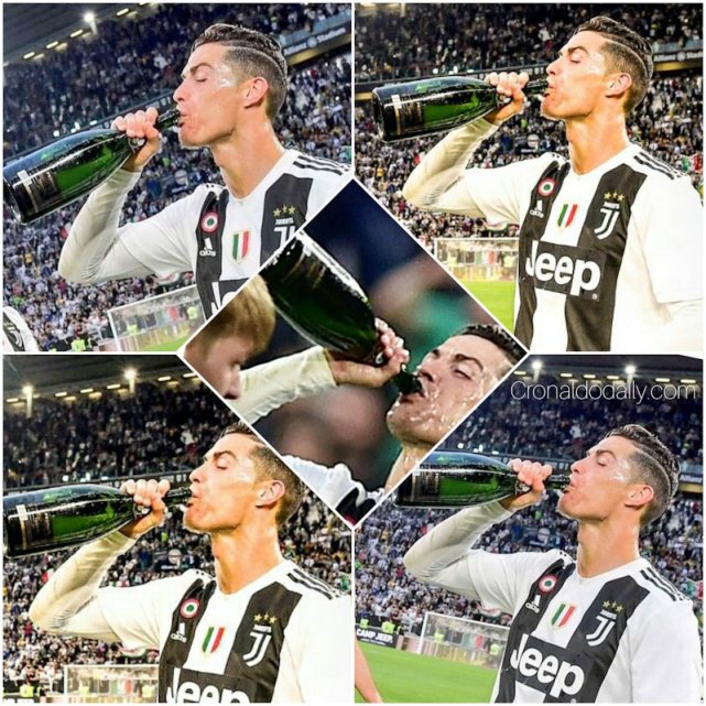 直击夺冠了c罗嗨了总裁赛后畅饮香槟抛媚眼比心狂撩女友