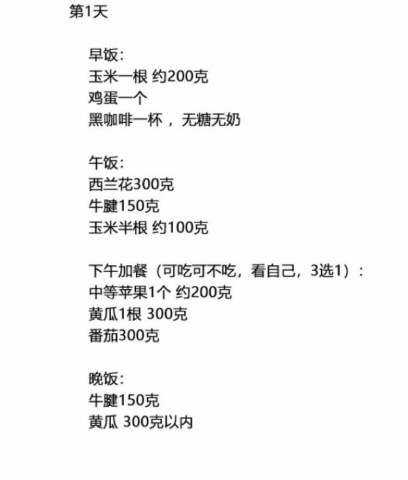 二十一天减肥法，一周减肥食谱，快速健康瘦身