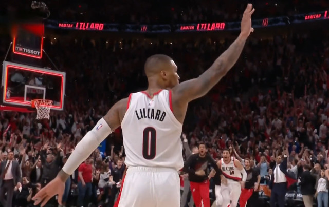 三分绝杀后谁注意到利拉德这一手势?他示意雷霆队:你们回家吧!