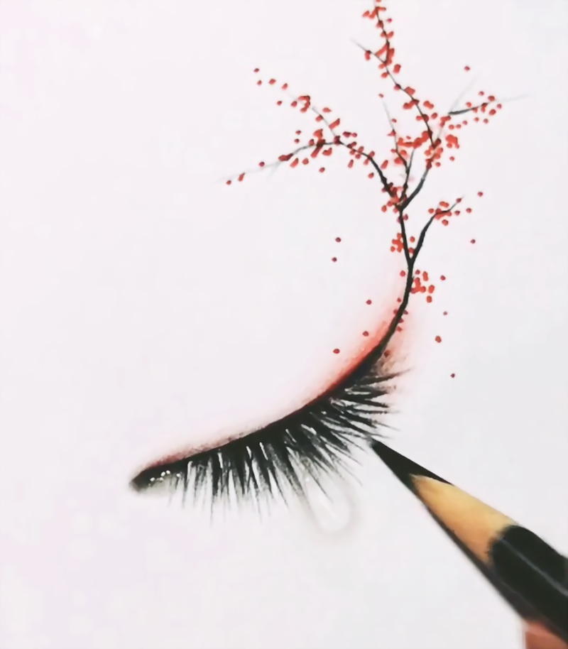 美术生画古风美人眼,一笔勾勒出神韵,网友:这个没法喷!