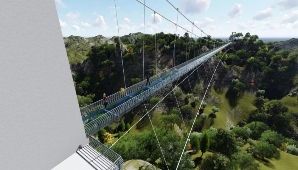 水,林,路合理布局建设 玻璃吊桥,玻璃滑道和悬崖秋千