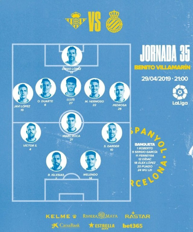 西班牙人再次变阵:鲁比改打5后卫 武磊替补待