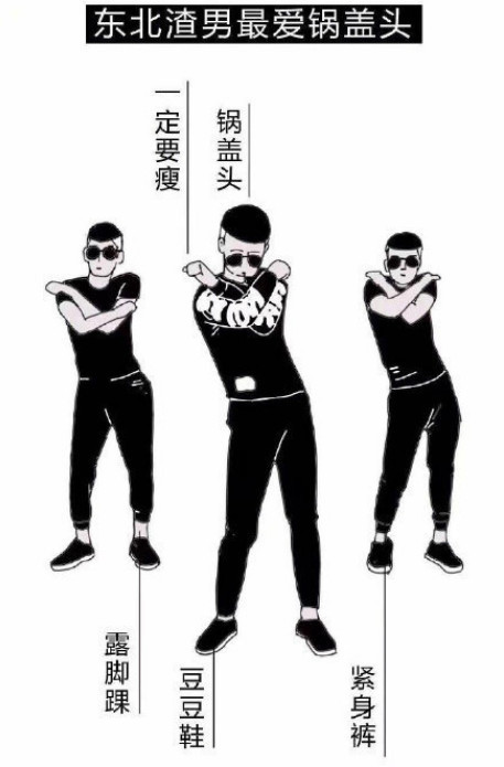 东北渣男最爱锅盖头,九分裤漏脚踝再穿一双豆豆鞋,十分的大男子主义