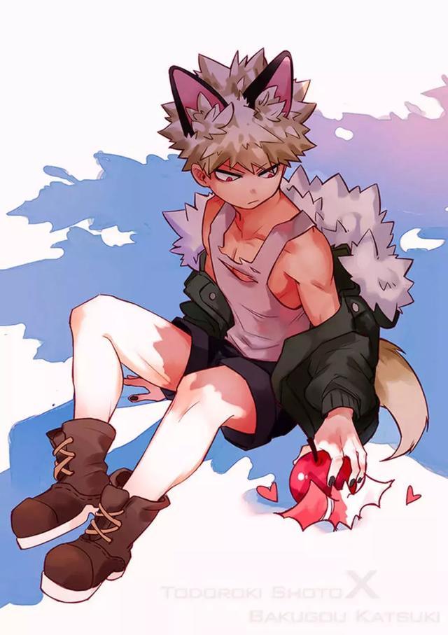 《我的英雄学院》长着狐耳的爆豪胜己真心很萌,炒鸡可爱的呢!