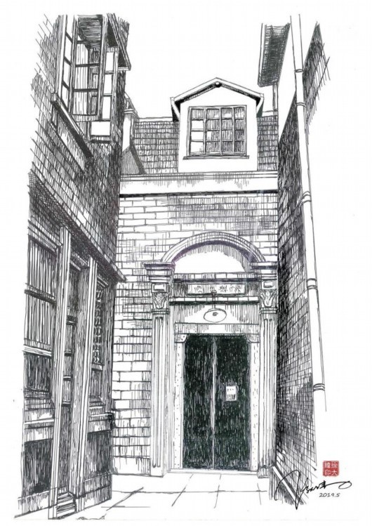 手绘上海石库门来看上海弄堂风景