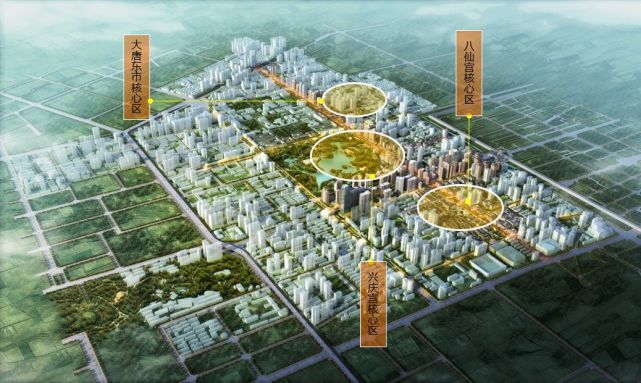 根据设计方案,兴庆宫公园所在的西安东关片区将以兴庆宫,八仙宫,大唐