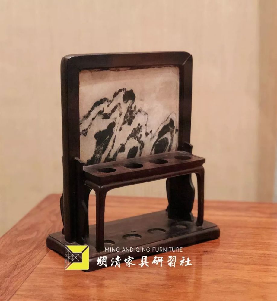 黒檀製大理石山水硯屏