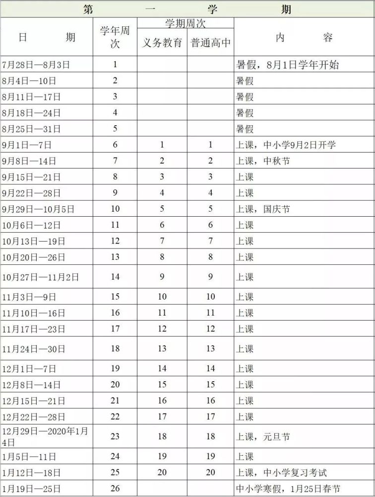 9月1日中小学不开学 新校历看这 新学期上课95天