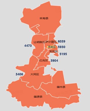 大慶市各行政區商品住宅成交價(單位:元/㎡)