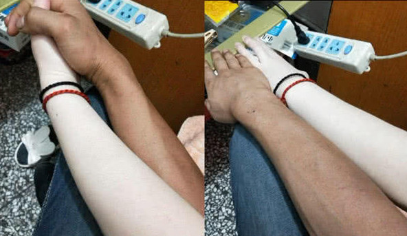 男票的手臂vs自己的,现实版的奥利奥,网友:这也太真实了吧!