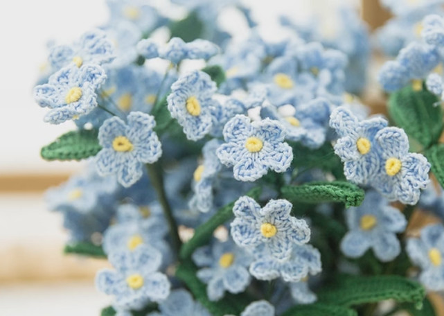 图解教程 毛线编织勿忘我花 放在阳台 邻居都说好看 快收藏