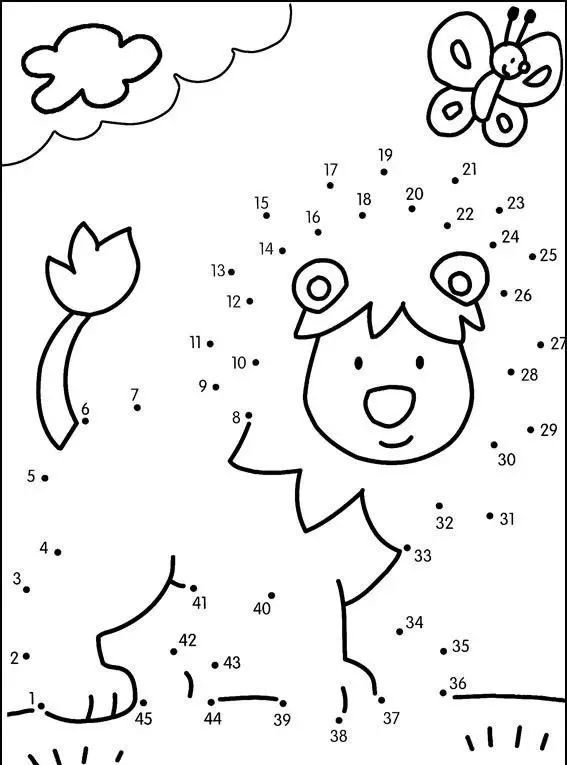 连数字的玩法更加简单一些,要求孩子从1对应的点开始,按照数字的顺序