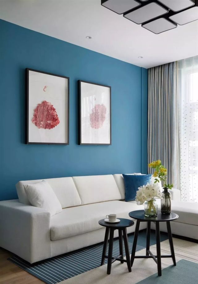 70㎡现代简约风格装修,蓝白空间是夏天的感觉