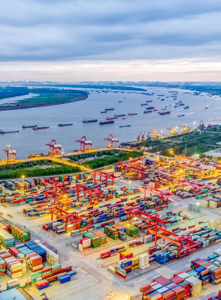 (武汉新港集装箱港区,图片源自@长江日报)