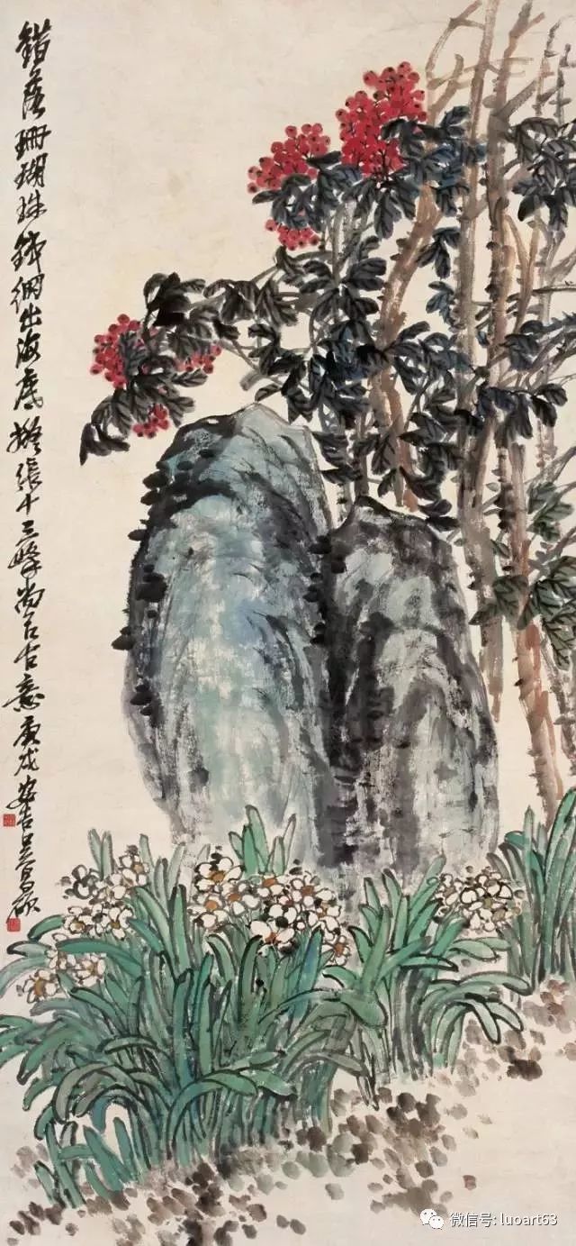 清末民初画家吴昌硕的花草画：清香淡雅，浓淡相间