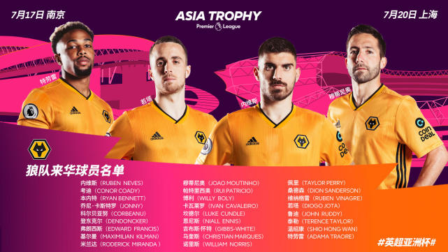 狼队公布英超亚洲杯参赛阵容:众多C罗队友前来