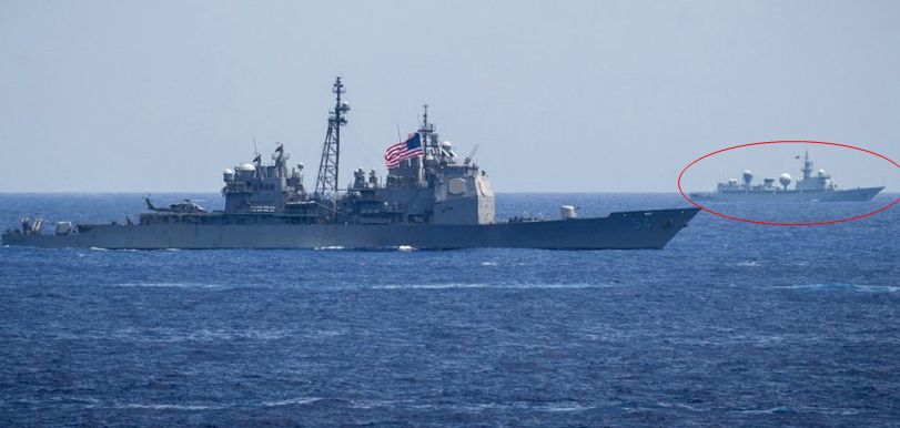 红圈处为我海军815g型电子侦察船