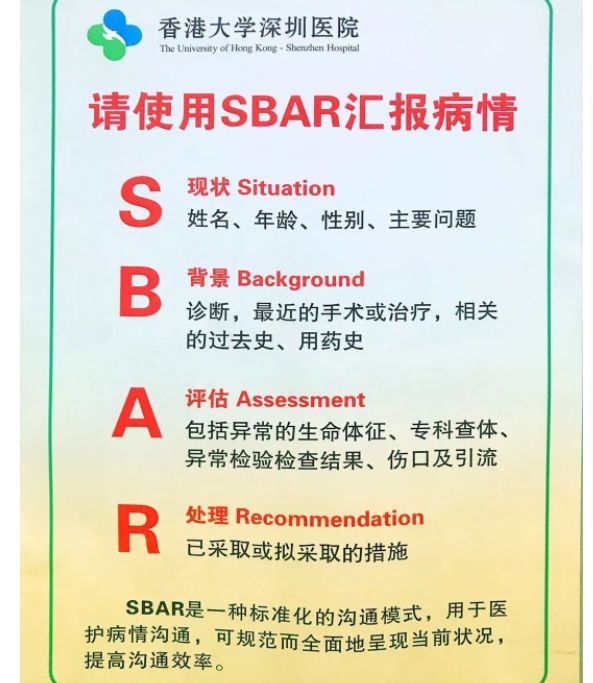 切忌一问三不知,在这里向大家介绍一个非常实用的方法:sbar沟通模式