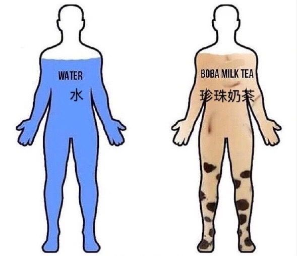 从前人体内都是水,而现在都是珍珠奶茶.