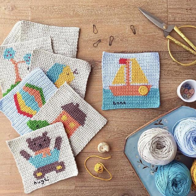 钩针欣赏 宝宝的早教启蒙读物,我自己给他钩一本