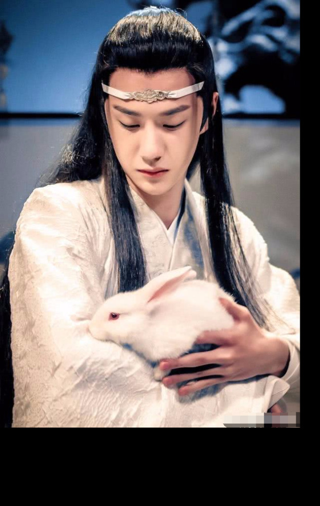 抱着兔子的蓝忘机,不,抱着兔子的王一博,很符合蓝忘机的原型.