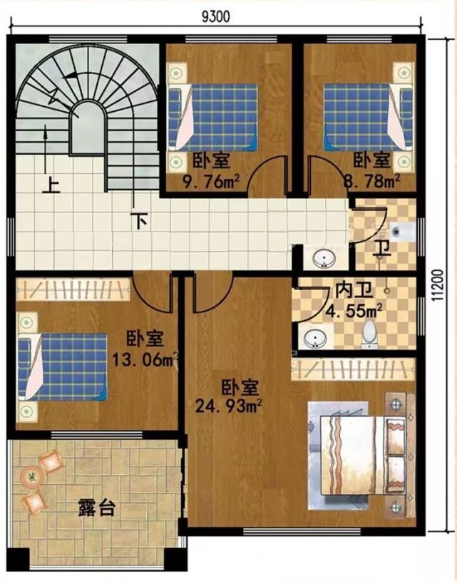 4款兩開間的農村別墅,第一款帶落地窗,第三款開間居然只有6米!