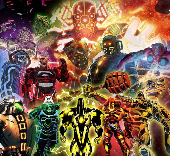 永恒族中的一个重要镜头天神组登场身穿铠甲机械感十足